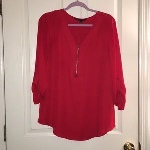 zac & Rachel sheer red blouse